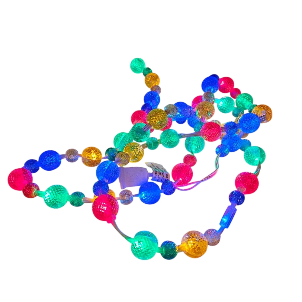 Vintage Coloful Beaded Plug In Lights.